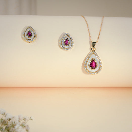 Aurora Floral Mother-of-Pearl Pendant Set