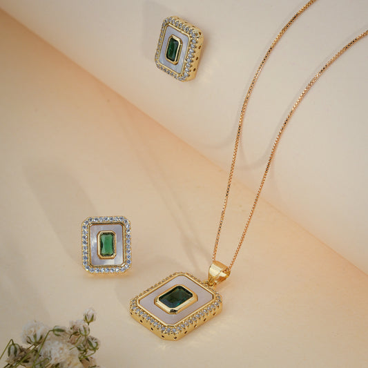 Emerald Royale Geometric Pendant Set