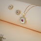 Floral Ruby Crystal Pendant Necklace & Stud Earrings Set – Gold Plated Jewelry