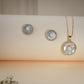 Elegant Pearl Circle Pendant Necklace & Stud Earrings Set – Gold Plated Crystal Jewelry