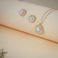 Elegant Pearl Circle Pendant Necklace & Stud Earrings Set – Gold Plated Crystal Jewelry