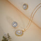Elegant Pearl Circle Pendant Necklace & Stud Earrings Set – Gold Plated Crystal Jewelry