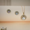 Elegant Mother of Pearl & Crystal Gold Pendant Necklace Set