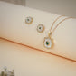 Emerald Crystal & Mother of Pearl Floral Pendant Necklace Set