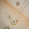 Emerald Crystal & Mother of Pearl Floral Pendant Necklace Set