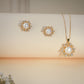 Elegant Pearl & CZ Flower Jewelry Set – Pendant with Chain & Stud Earrings