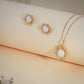 Elegant Pearl & CZ Flower Jewelry Set – Pendant with Chain & Stud Earrings