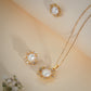 Elegant Pearl & CZ Flower Jewelry Set – Pendant with Chain & Stud Earrings