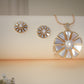 Luxury Mother of Pearl Floral Pendant Set with Stud Earrings – Gold Finish