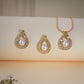 Classic Teardrop Pearl Pendant Set with Baguette CZ – Gold Finish