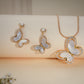 Luxury Butterfly Mother of Pearl Pendant Set with CZ – Gold Finish