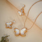 Luxury Butterfly Mother of Pearl Pendant Set with CZ – Gold Finish