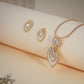 Elegant Leaf Drop Mother of Pearl Pendant Set with CZ – Gold Finish