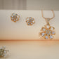 Luxury Floral Mother of Pearl Pendant Set with CZ – Gold Finish